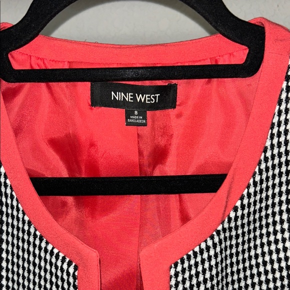 Nine West Houndstooth Blazer with Pink Trim Sz 8 - Picture 2 of 5